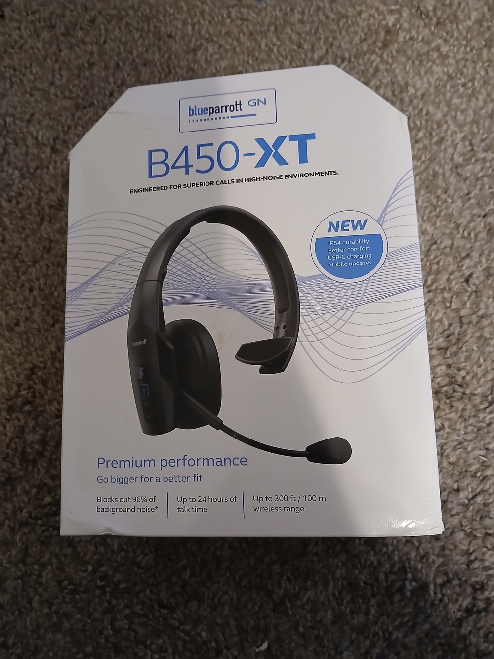 BlueParrot B450-XT Black Wireless Noise-Canceling Headset Brand New Sealed